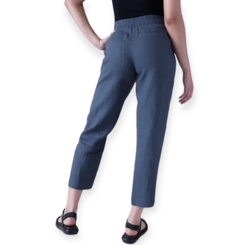 Athleta Voyager Linen Pant 10 Granite Blue - Picture 3 of 9